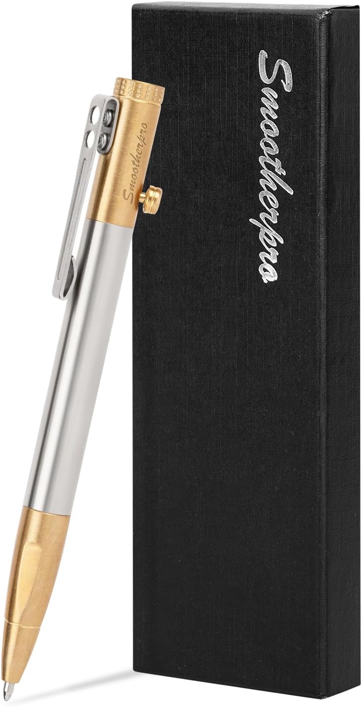 SMOOTHERPRO Bolt Action Pen Compatible with Parker Refill Stainless Steel Pen Clip for EDC Writing Tremor Parkinson Arthritic Business Gift (SP01NA2) - Image 1